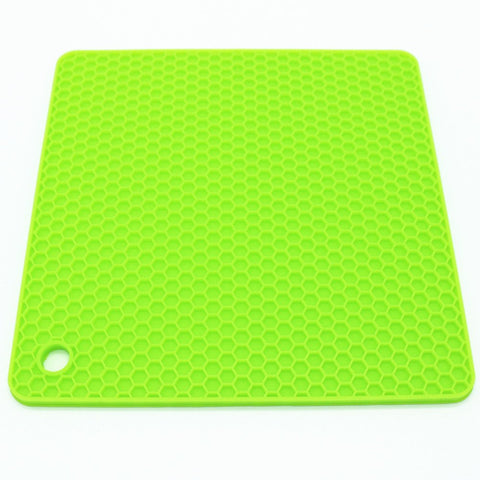 Lucky Plus Silicone Mat for Counter Top Hot Pads for Pan and Pot Heat Resistant Hot Protector Workshop,Table Placemats 4 Pack,Size:7.5x7.5 Inch, Color: Green,Shape:Square