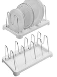 2 Pack Adjustable Pot Lid Holder Plate Rack, Pan and Pot Organizer for Kitchen Cabinet - SUS304 Stainless Steel Rust Proof