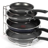 Storage organizer frying pan and pot organizer rack cookware holder caddy stainless steel 11 inch pack of 2