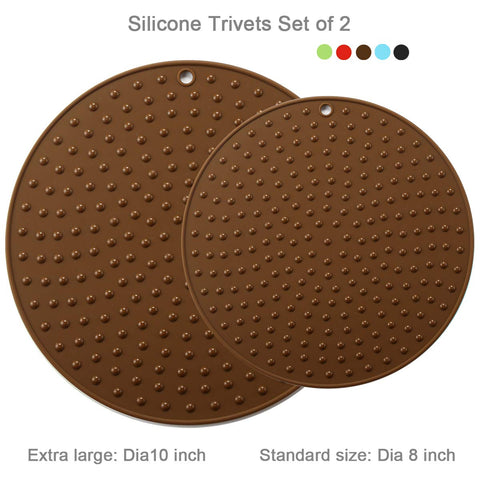 Large Silicone Trivet Mat Teapot Trivet – Coffee Pot Mat Silicone Hot Pot Holder for Table Large Silicone Kitchen Hot Pads for Table Silicone Heat Resistant Mat Kitchen Pot Trivet Large Brown