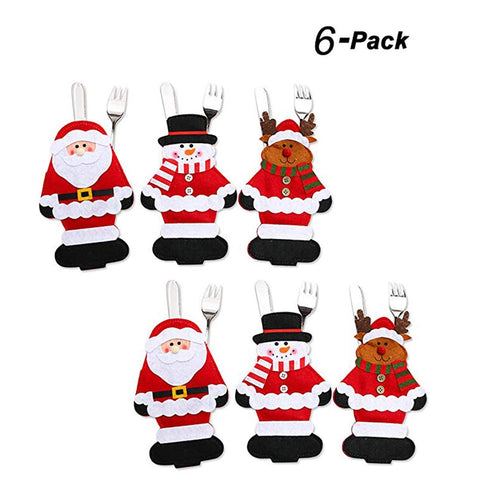 Wiliboat 6pcs Santa Suit Christmas Silverware Holder Pockets Christmas Dinner Flatware Holder