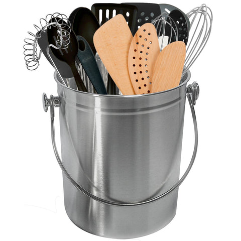 Sorbus Utensil Holder Caddy Crock to Organize Kitchen Tools - Great For Kitchen Accessories and Multi-Purpose – 1 Gallon Capacity (Stainless Steel)