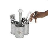 Mind Reader 3SGCADUT-SIL 3 Cup Utensils Caddy, Cutlery, Serve Ware Holder, Flatware/Silverware Organizer, Forks, Spoons, Knives, Kitchen-Silver, One Size Metal