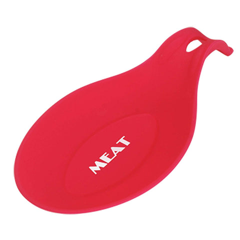 Meat Red Silicone Spoon Rest – Heat Resistant Durable Counter and Oven Top Holder for Ladles and Serving Utensils - Color Coded Kitchen Tools by The Kosher Cook