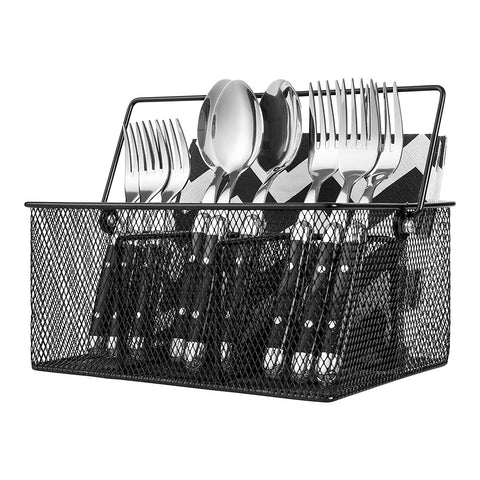 IDEAL TRADITIONS Kitchen Utensil Holder Silverware Condiment Flatware Caddy Cutlery Spoon Utensils Holder for Picnic Table Organizer
