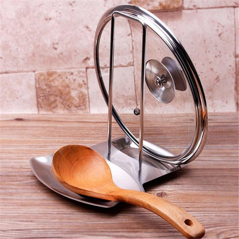 Stainless Steel Pan Pot Cover Lid Rack Stand Spoon Holder Stove Organizer Storage Soup Spoon Rests Kitchen Accessories IC878082